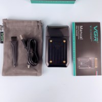 VGR-Rasoir électrique professionnel à barbe en métal V-363, rasoir rechargeable sans fil à double lame en métal pour hommes