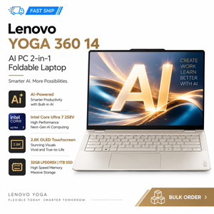 Ordinateur portable convertible Lenovo YOGA 360 14 AI PC 2-en-1 pliable, Intel Core Ultra 7 258V, 32 Go, 1 To, écran tactile OLED 2,8K - Product Image 1