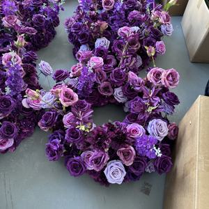 Centro de Mesa de Flores Artificiales Verde y Morado de 60 cm, Personalizable, para Decoración de Mesa de Boda o Banquete, GreenLife - Product Image 6