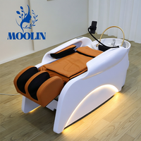 Lit de spa capillaire et fauteuil de massage MOOLIN de qualité professionnelle avec fonction électrique, en cuir PU, lit de massage thaïlandais pour shampoing, idéal pour l'hôtellerie