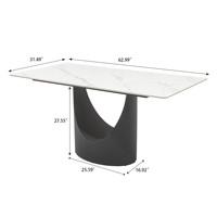 Table à manger Voxhome, mobilier moderne pour la maison, avec plateau en pierre frittée et pieds en métal, design élégant pour la salle à manger