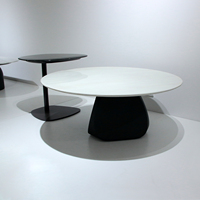 Ensemble de tables basses modernes de luxe en marbre, plateau rond en pierre blanche, table d'appoint noire