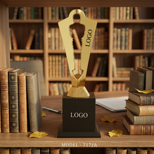 Metal Golden Plated Trophy Laser Engraved Logo Space Durable Black Base Sports Award Event Awards - Product Image 1