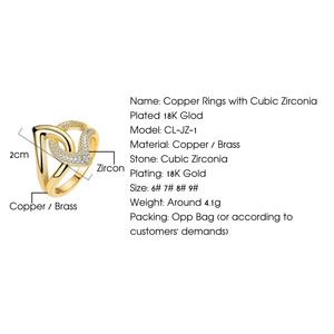 Anillos de Moda de Cobre Chapado en Oro de 18K para Mujer, Joyería Casual Moderna con Circonita - Product Image 2