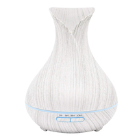 Diffuseur d'air électrique ultrasonique classique 400 ml, humidificateur à brume froide à grain de bois pour aromathérapie, avec support français, construction en plastique