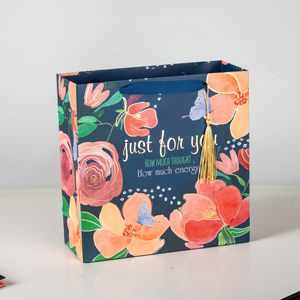 Gift wrapping <b>paper</b> bag clothing and jewelry gift bag artistic <b>paper</b> with colorful floral <b>patterns</b> customized logo size - Product Image 1