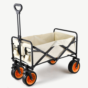 Wildernis Extra Grote Aluminium Opvouwbare Campingkar <span class=keywords><strong>Trolley</strong></span> 4-Wiel Besturing Zwaarbelastbaar 600D Oxford Materiaal Winkelwagen Picknick - Product Image 1