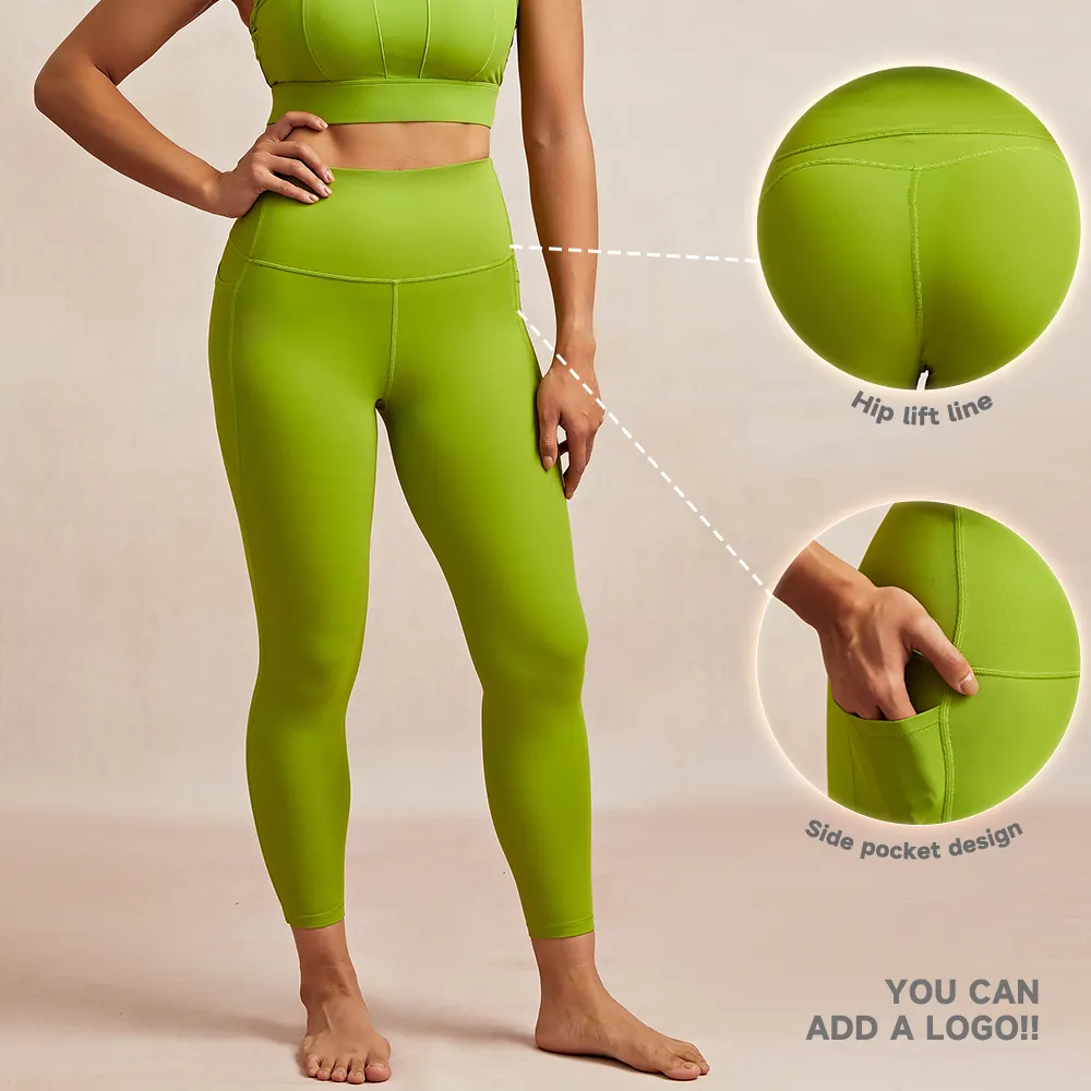 Nuevo 2024 nuevas mujeres de calidad nube suave cintura alta Fitness mujeres Yoga Leggings con bolsillo