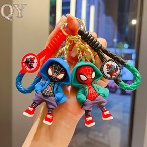 QY Web Hero Hoodie Keychain Drip Gel Superhero Pendant Cartoon <b>Key</b> <b>Ring</b> <b>Bag</b> Charm Car Hanging Gift for Couples - Product Image 1