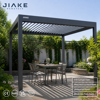 Pergola en aluminium Jiake 8x8 avec toit à lames motorisées pour cour, patio et jardin, couverture de patio bioclimatique imperméable