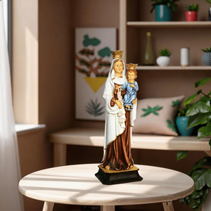 Estatua de la Virgen de Lourdes de Nôtre-Dame de Mont Carmel, en Venta, Navidad, Año Nuevo, Artesanía Religiosa Hecha a Mano, Pintada a Mano, de Resina - Product Image 3