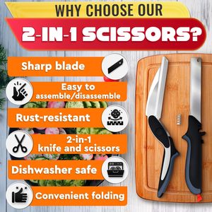 กรรไกรอัจฉริยะมีดสแตนเลสและเขียงเขียงหั่นผักเขียง - Product Image 4