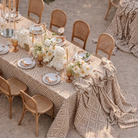 Nappe Moderne Lavable en Polyester Jacquard Tissé Géométrique Diamant Multicolore, Housse de Table Décorative pour Mariage et Banquet en Extérieur