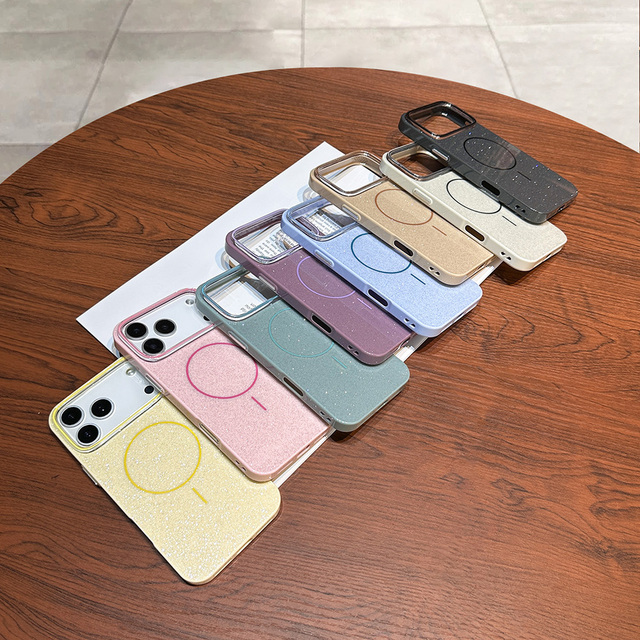 Ins-Style Matte Sparkling Glitter Magnetic Phone Case for iPhone Series Multiple Trendy Colors in Stock AntiDrop Shockproof Case