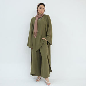 <span class=keywords><strong>Abbigliamento</strong></span> Tradizionale Musulmano Abiti da Donna Nuovo Abaya 2025 Set da 3 Pezzi in Crêpe Jazz Stile Dubai <span class=keywords><strong>Abbigliamento</strong></span> Islamico Set Abaya e Pantaloni - Product Image 2
