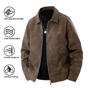 Giacca in Pelle Stile Retrò Americano Primavera-Autunno 2025 per <span class=keywords><strong>Uomo</strong></span>, Casual ed Elegante con Risvolto per l'Inverno - Product Image 2