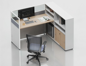 Estación de Trabajo Moderna con Cubículo Insonorizado de Madera, Archivador Móvil, Escritorio Ergonómico, Sistema de Almacenamiento Modular, Mesa Pequeña para Oficina - Product Image 6