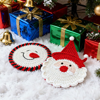 Sous-verres de Noël en crochet faits à la main, tapis antidérapants, décorations de table de Noël, cadeaux, sets de table, dessous de verre de Noël et du Nouvel An en crochet