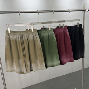 Pantalones Cortos con Textura de Waffle, Teñidos con Tinte para Prendas, Estampado Desgastado con Spray, Panel con Dobladillo sin Rematar, Transpirables, de Secado Rápido, Casuales de Verano, Cintura Elástica - Product Image 2