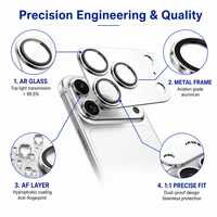 Protection d'objectif d'appareil photo en métal pour iPhone 17 Pro 18 Pro Max, cadre métallique avec couvercle en verre, forte adsorption, résistant aux chocs