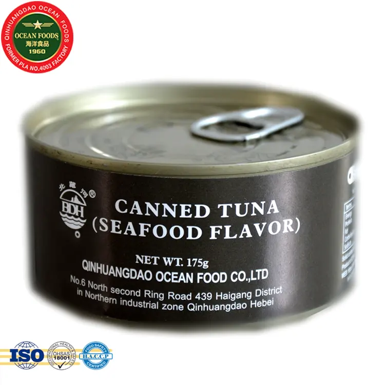 Tuna Skipjack Kalengan, Ikan Tuna Dalam Saus Air Laut Minyak Rasa 0.175Kg Tuna. Lembut dari Badan CN 175G ≥ 60%