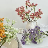 Fleurs artificielles de luxe faites à la main en soie douce à 5 branches, style dentelle de la Reine Anne, branche de fleur en fausse dentelle exquise pour table de maison moderne