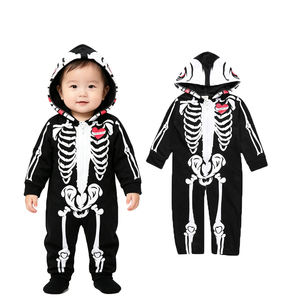 Combinaison-salopette à capuche pour bébé et tout-petit, motif <span class=keywords><strong>squelette</strong></span> mignon, avec fermeture éclair, pour Purim et Halloween - Product Image 6