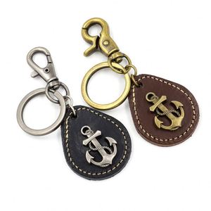 Llavero de Cuero con Clip Resistente, Ancla de Barco, Diseño Clásico, Llavero para Hombre, Llavero para Coche, Llavero con Ancla - Product Image 1
