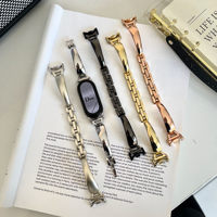 Tali Gelang Rantai Logam untuk Xiaomi Smart Band 10 9 8 NFC Slim Tapered Dressy Fashion Wristband Grosir