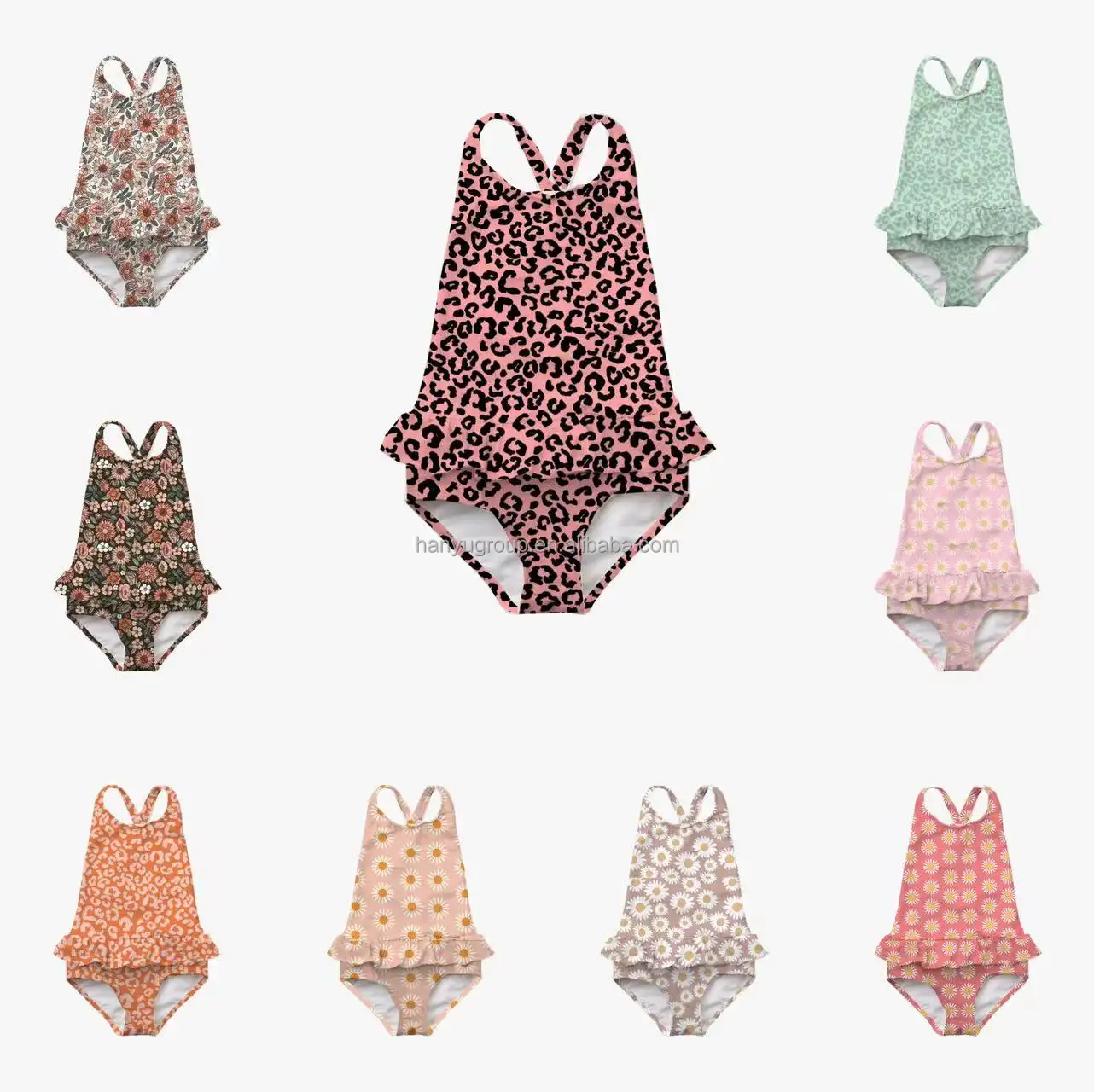 QC Leopard Printed Sexy Swimsuit Bikini 1 Piece Floral Bathing Suits Summer Plus Size Women Girls Swimwear