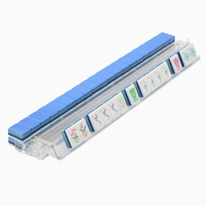 Nouvel ensemble de <span class=keywords><strong>mahjong</strong></span> américain de luxe moderne bleu, 160 tuiles gravées en acrylique, pliable et portable, <span class=keywords><strong>jeu</strong></span> familial, collection 2026 à succès - Product Image 6