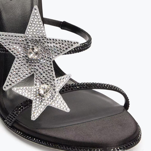 Sandales à talons hauts pour femme, style habillé, à lanières croisées longues à la cheville, ornées d'étoiles brillantes, sexy, grande taille 46, coupe large, talon aiguille - Product Image 2