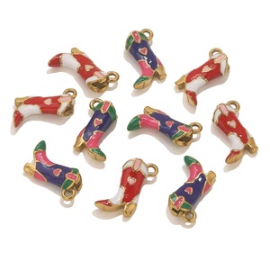 ステンレスエナメル靴ペンダント18KゴールドDIYレディースチャームネックレスブレスレットコネクタ卸売ジュエリー<span class=keywords><strong>2025</strong></span> - Product Image 1