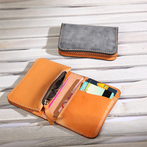 2025 New Handmade Genuine Cowhide Leather Card Holder Vegetable Tanned with Mist Wax Original Coin <b>Purse</b> Design - Product Image 5