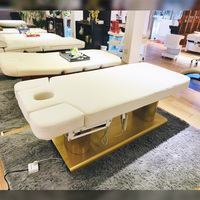 Table de massage électrique réglable portable de taille king, base en bois et cuir thermique, 4 moteurs, pour spa capillaire professionnel thaïlandais
