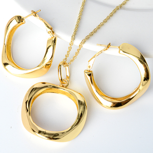 Joyería de Moda de Alta Calidad, Juego de Collar y Aretes de Latón Chapado en Oro de 18k para Novia, Regalo para Mujer, Ideal para Compromiso, Boda o Aniversario - Product Image 6