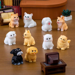 Figurines de chiens miniatures en résine, ornements mignons de chiots de dessin animé, statues d'animaux peintes à la main pour la décoration de jardin et de voiture DIY - Product Image 3