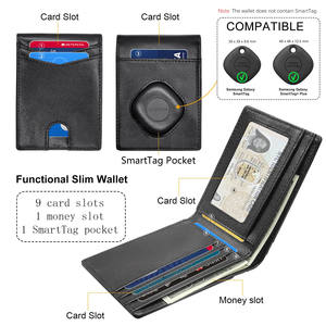 Portefeuille à deux volets bloquant RFID avec support Galaxy <span class=keywords><strong>SmartTag</strong></span> <span class=keywords><strong>Plus</strong></span>/<span class=keywords><strong>SmartTag</strong></span>, porte-cartes de crédit en cuir véritable avec boîte cadeau - Product Image 2