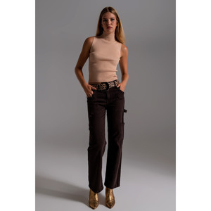 Pantalon cargo à jambe droite en marron - Product Image 6