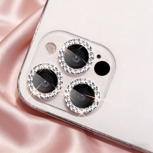 Film de protection d'objectif de caméra Diamond Eagle Eye, 15 couleurs, anneau métallique en strass, verre trempé pour téléphones - Product Image 2