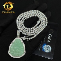 Testeur de diamant certifié GRA Bijoux Hip Hop Argent Sterling 925 Glacé VVS Moissanite Jade Bouddha Pendentif