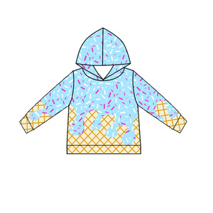 RTS été crème glacée goutte à goutte arrose imprimer enfants manches longues sweats à capuche pull chemise en gros Boutique bébé garçons sweats haut - Product Image 6