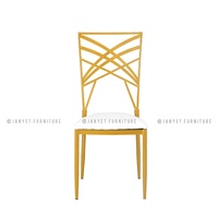 Chaise de réception en métal doré, empilable, caméléon d'événement, mariage, vente en gros