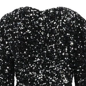 사용자 정의 프레피 스타일 소녀 겨울 원피스 O-넥 칼라 스팽글 레이스 장식 인쇄 아이 의류 - Product Image 4