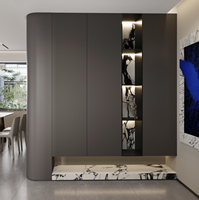 Meuble à chaussures moderne en bois avec éclairage et tiroirs pour salon, appartement, villa