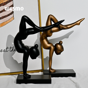 北欧家居装饰女性身体弯曲全身哑光金色人体模型瑜伽女孩模型假人展示装饰物品 - Product Image 3