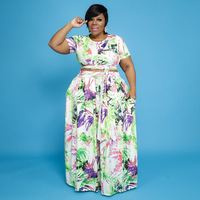 Mode grande taille vêtements pour femmes dames impression t-shirt haut court croix cravate balançoire robe femmes deux pièces jupe ensembles
