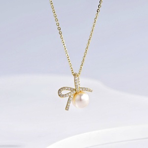 wholesale plata 925 sterling silver shell pearl pendant <b>necklace</b> Everyday Wear Flower 18k Gold Plated bridal dainty <b>necklaces</b> - Product Image 4