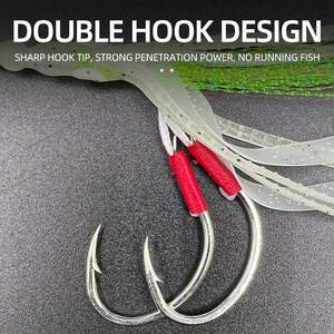 WEIHE-Appâts de pêche en eau salée, 2 crochets, plumes lumineuses - Product Image 2