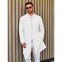 Manteaux Kurta en Coton pour Hommes 2025 – Tenues Ethniques Indiennes à Col Mandarin pour Mariages et Fêtes – Robe Kaftan Décontractée